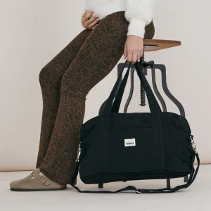 Sac à langer 24/48h - "Effet lin" noir - Bebel