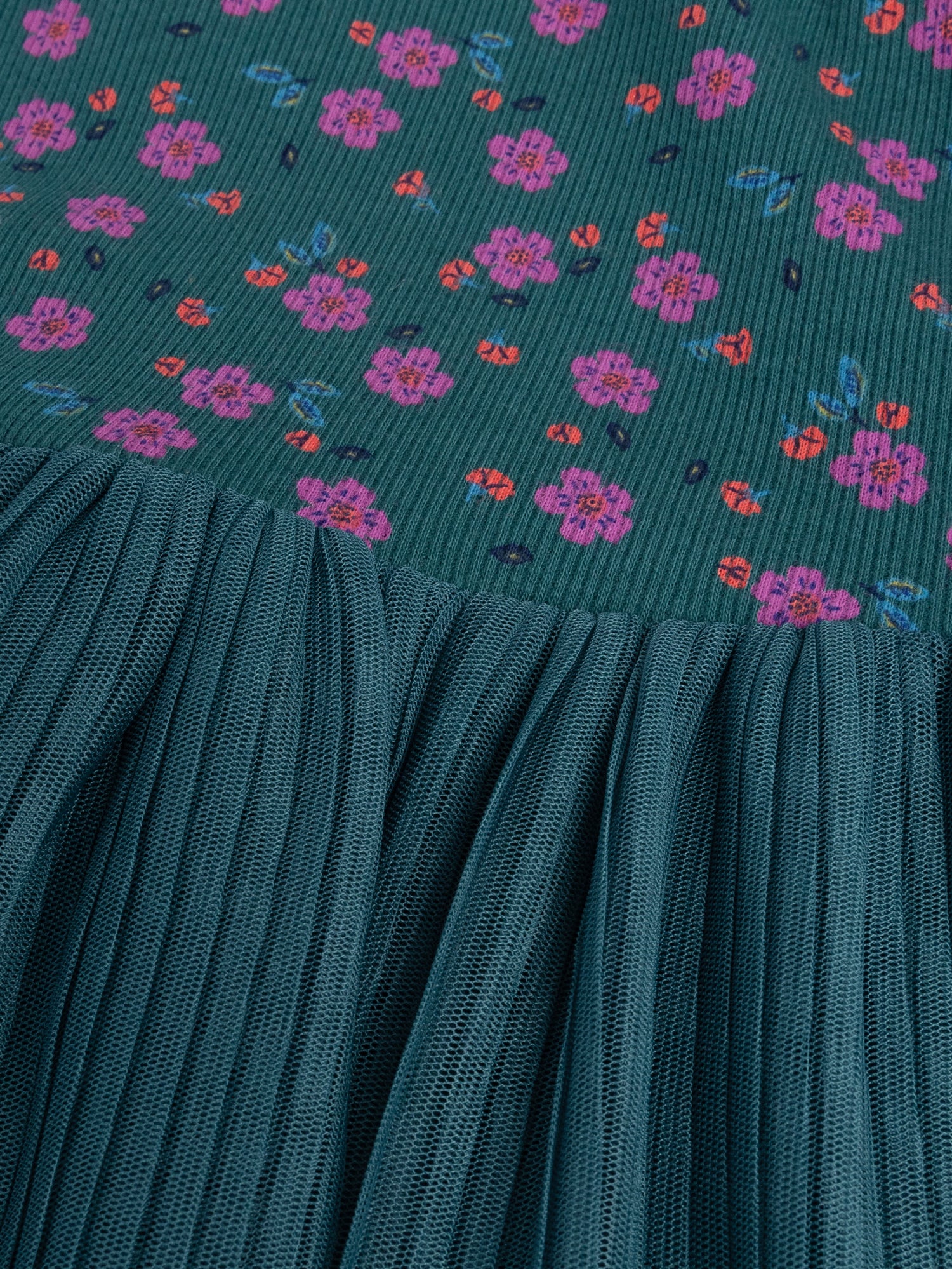 Robe verte jupon en tulle plissé pour fille – Image 2