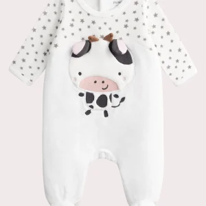 Grenouillère animée en velours et fourrure synthétique