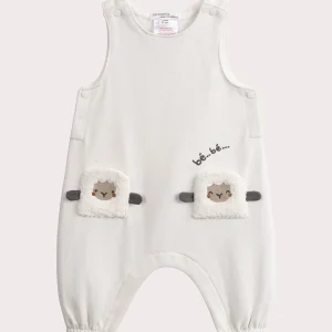 Salopette naissance écrue animation mouton