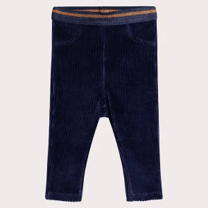Pantalon bleu minuit en velours pour bébé fille