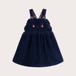 Robe bleu minuit en velours pour bébé fille