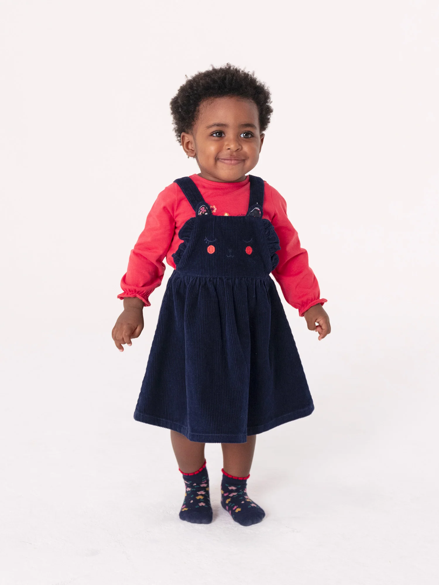 Robe bleu minuit en velours pour bébé fille – Image 2