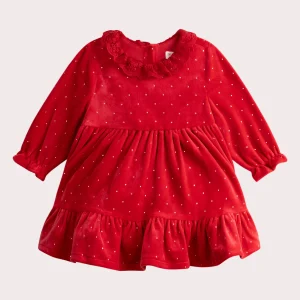 Robe rouge en velours pour bébé fille