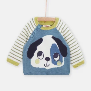 Pull bleu à animation chien pour bébé garçon