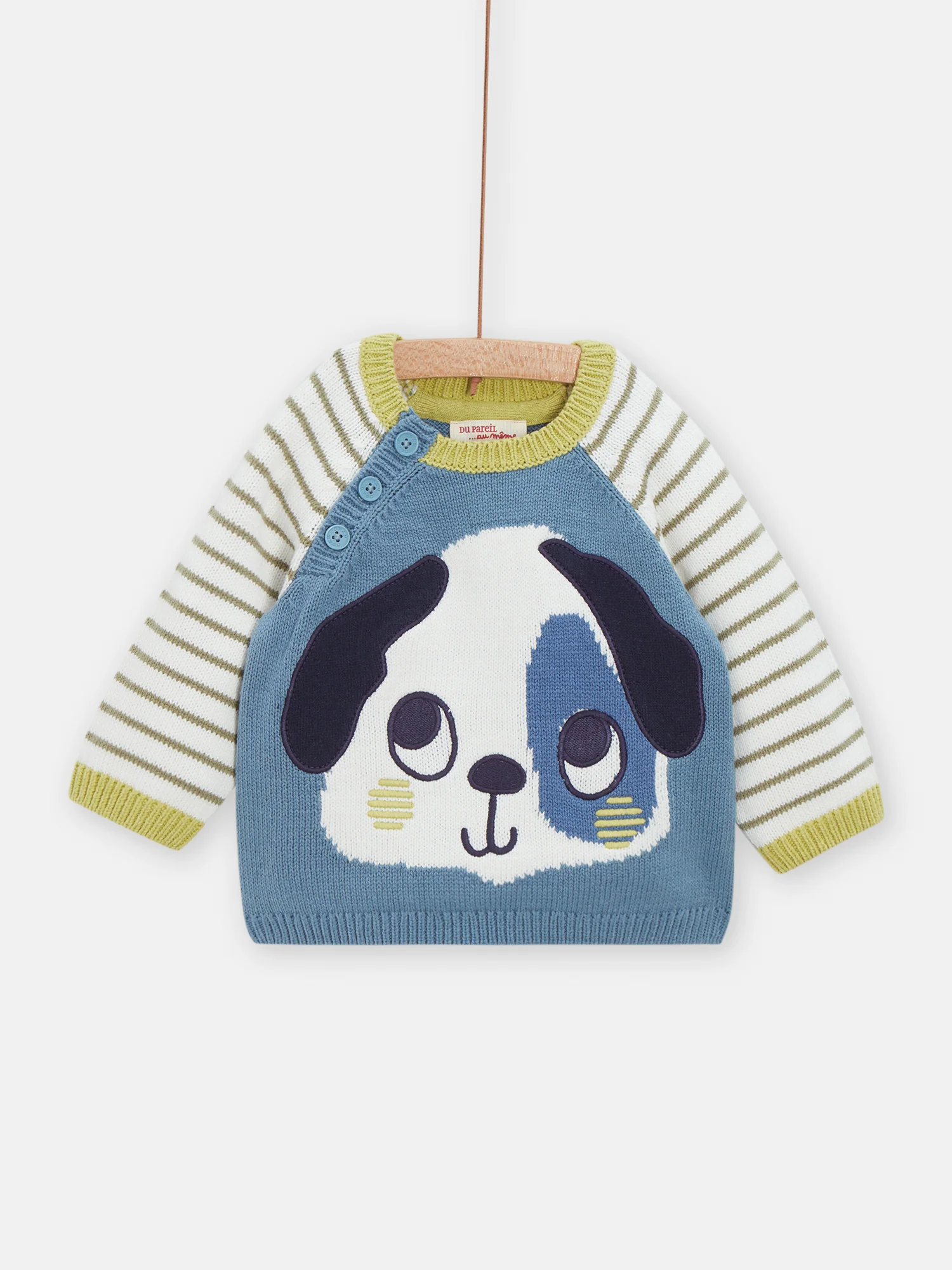 Pull bleu à animation chien pour bébé garçon