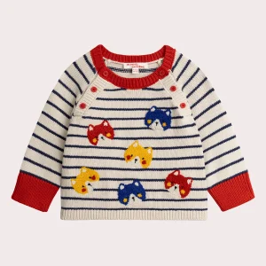 Pull rayé à animation renard pour bébé garçon