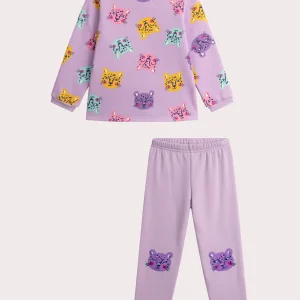 Pyjama violet en molleton fourré pour fille