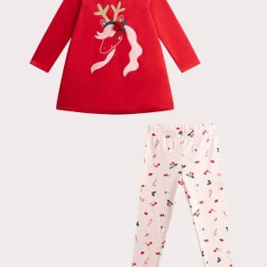 Chemise de nuit en velours theme Noël pour fille