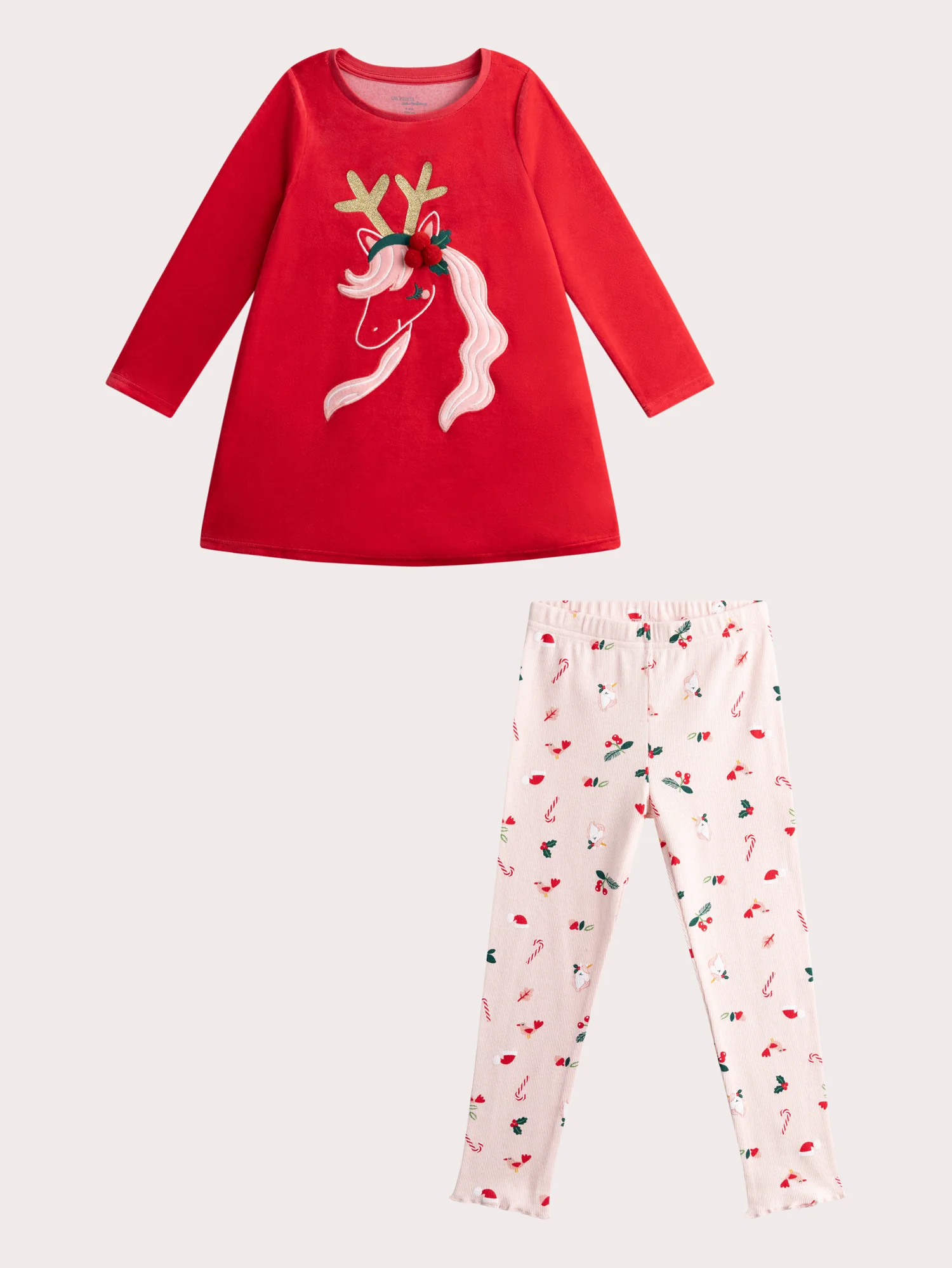 Chemise de nuit en velours theme Noël pour fille