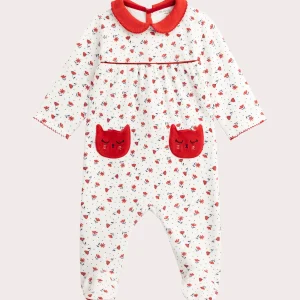 Grenouillere en velours à imprimé fleuri pour bébé fille