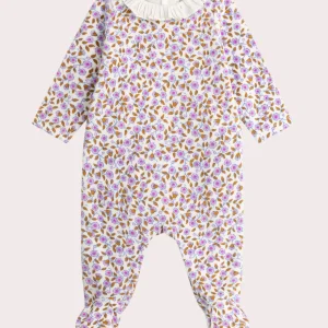 Grenouillere fleurie en velours pour bébé fille