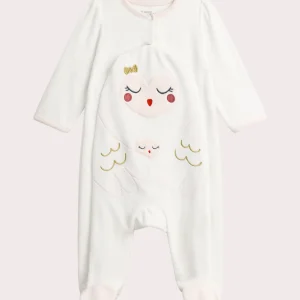 Grenouillere beige en velours pour bébé fille