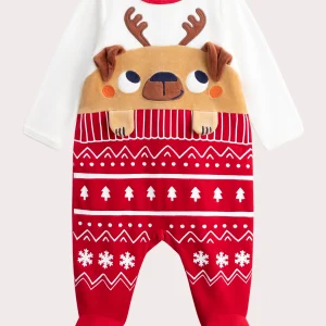 Grenouillere en velours theme Noël pour bébé garçon