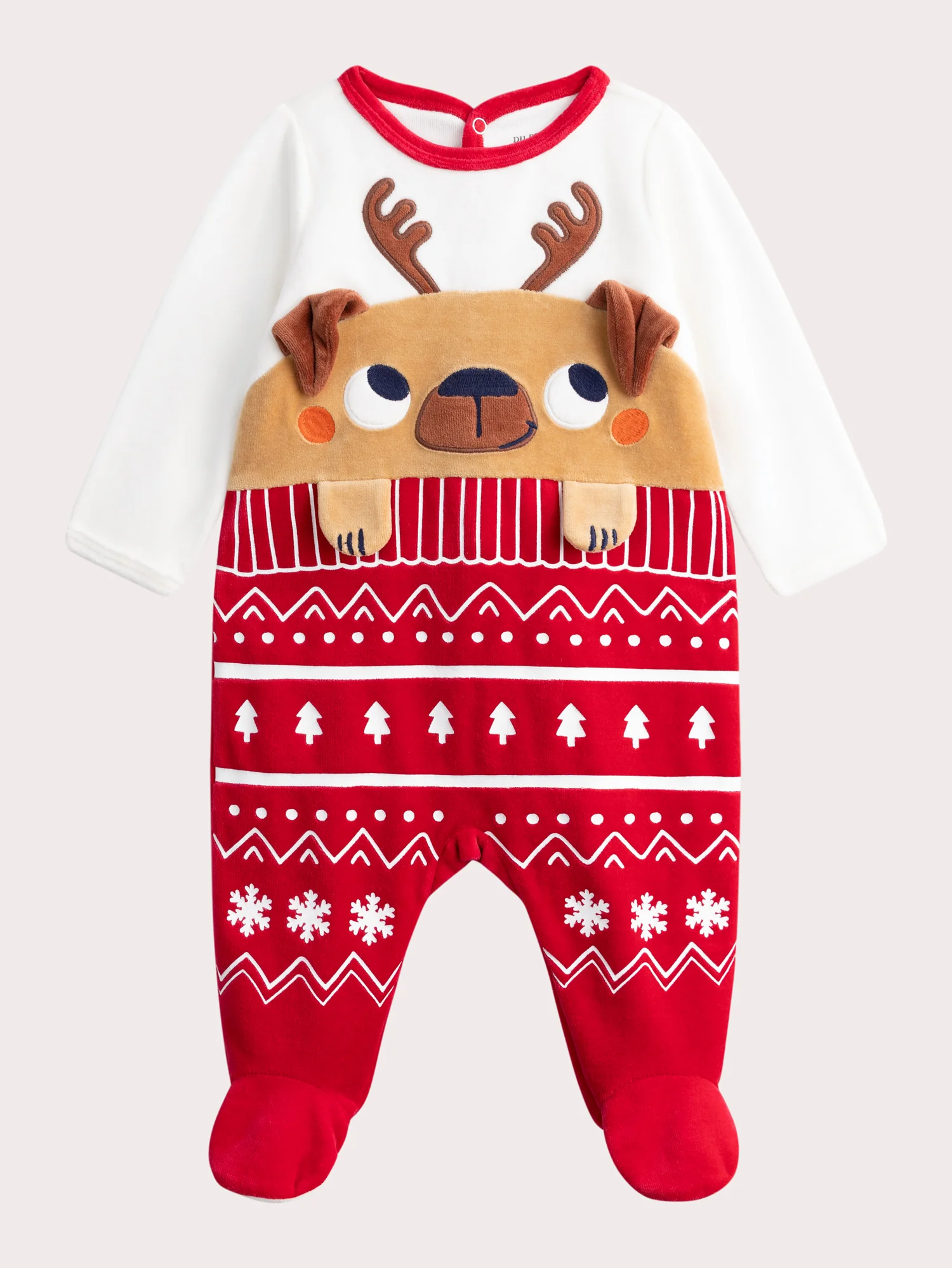 Grenouillere en velours theme Noël pour bébé garçon