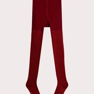 Collant rouge côtelé pour fille