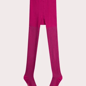 Collant rose côtelé pour fille