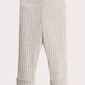 Legging écru chiné en côte pour bébé fille