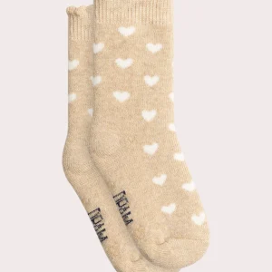 Chaussettes chaudes beiges à motif cœur pour bébé fille
