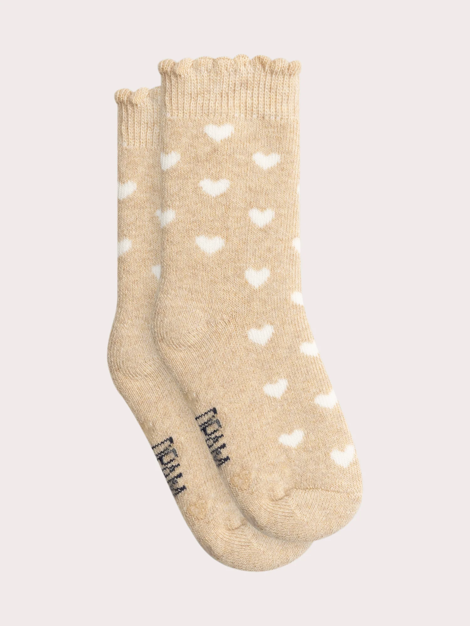 Chaussettes chaudes beiges à motif cœur pour bébé fille