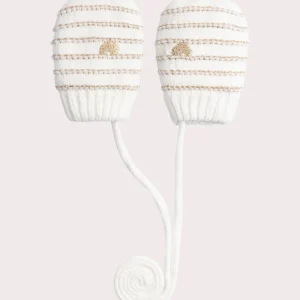 Mouffles rayées dorées pour bébé fille