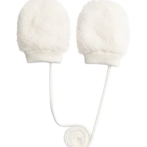 Mouffles en fausse fourrure écrue pour bébé