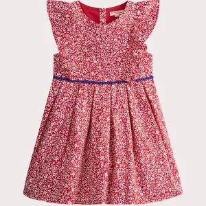 Robe rouge imprimé fleurs blanches