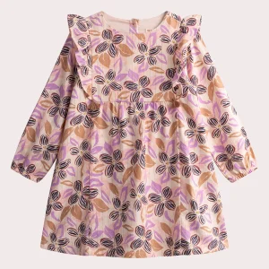 Robe imprimée en toile avec détails volants