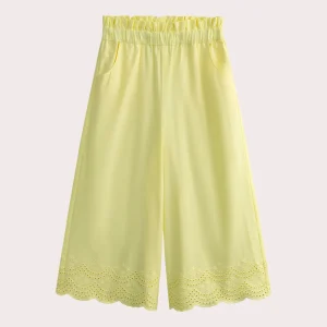 Pantalon jaune finitions broderies anglaises