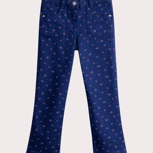 Pantalon bleu imprimé multicolore