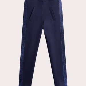 Legging bleu marine à bandes brillantes