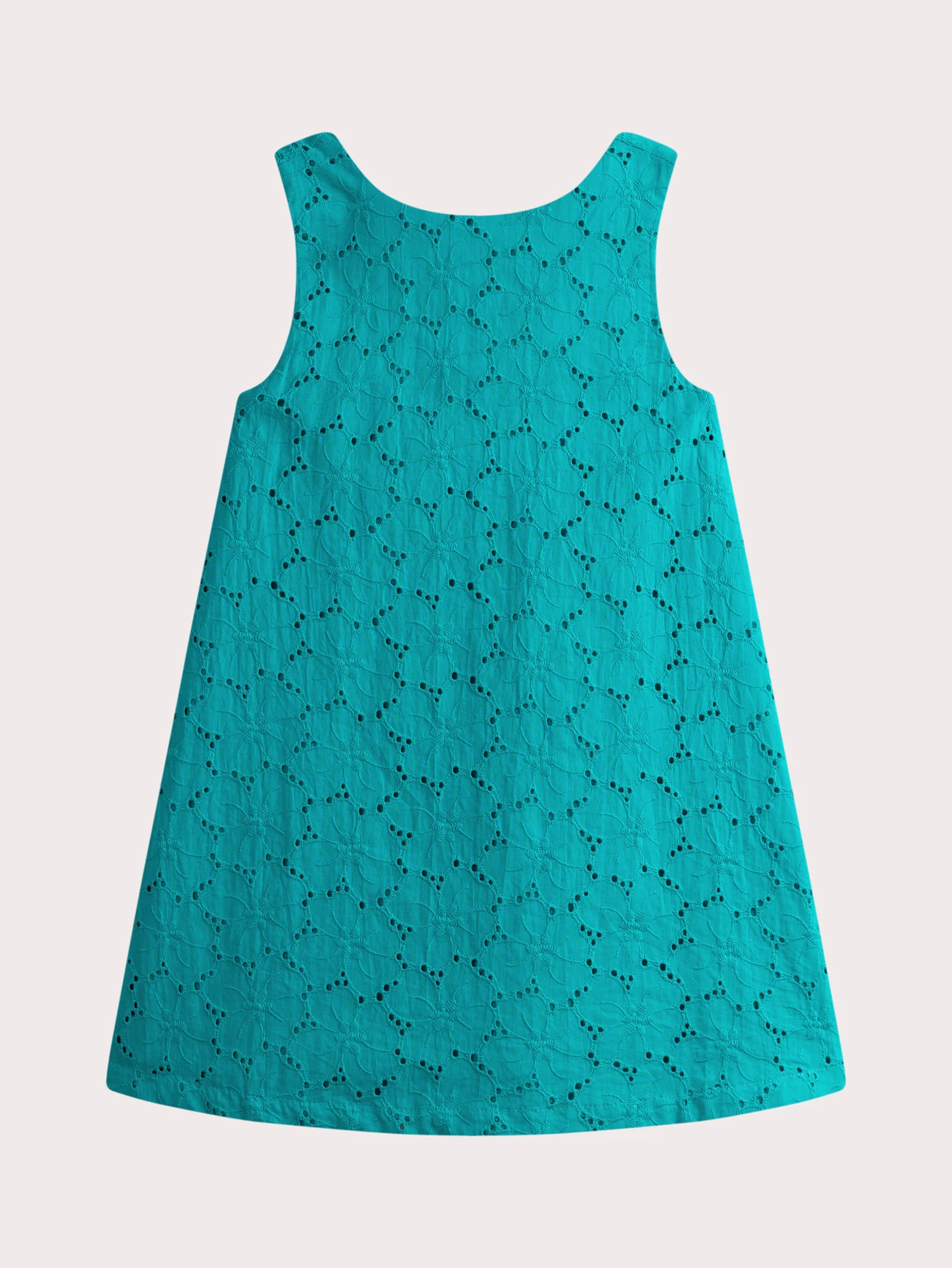 Robe turquoise en broderie anglaise