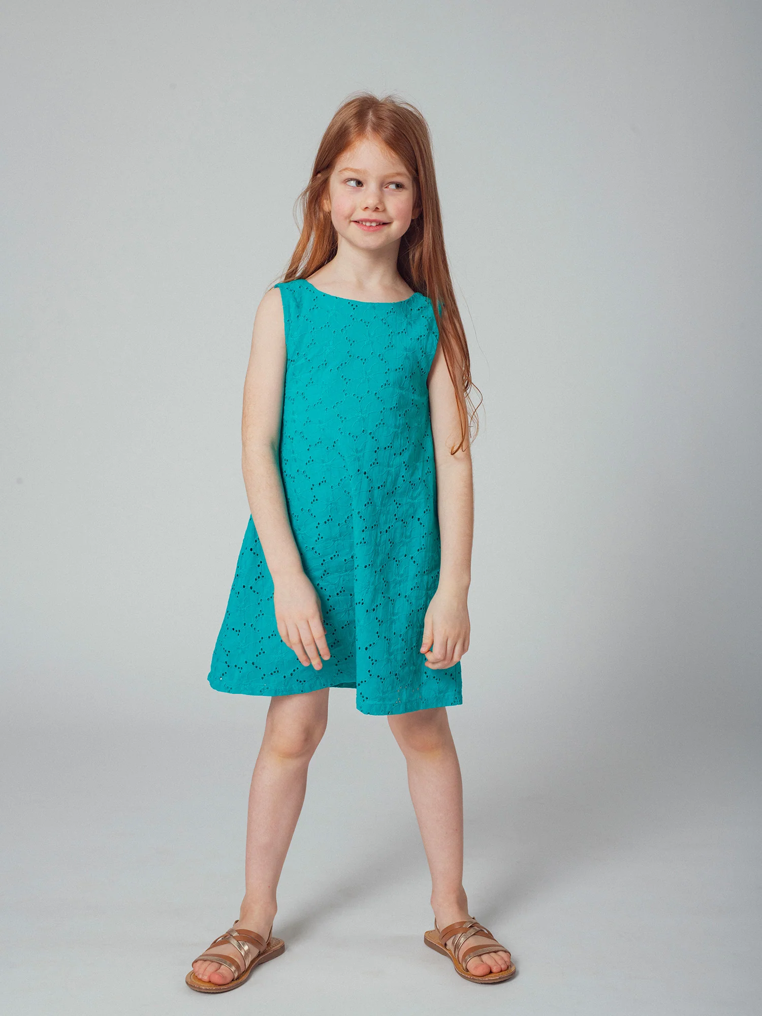 Robe turquoise en broderie anglaise – Image 2