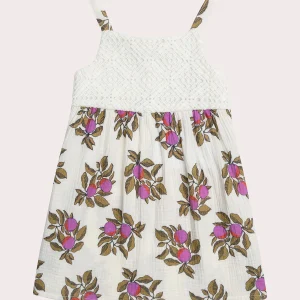 Robe écrue imprimée à bretelles