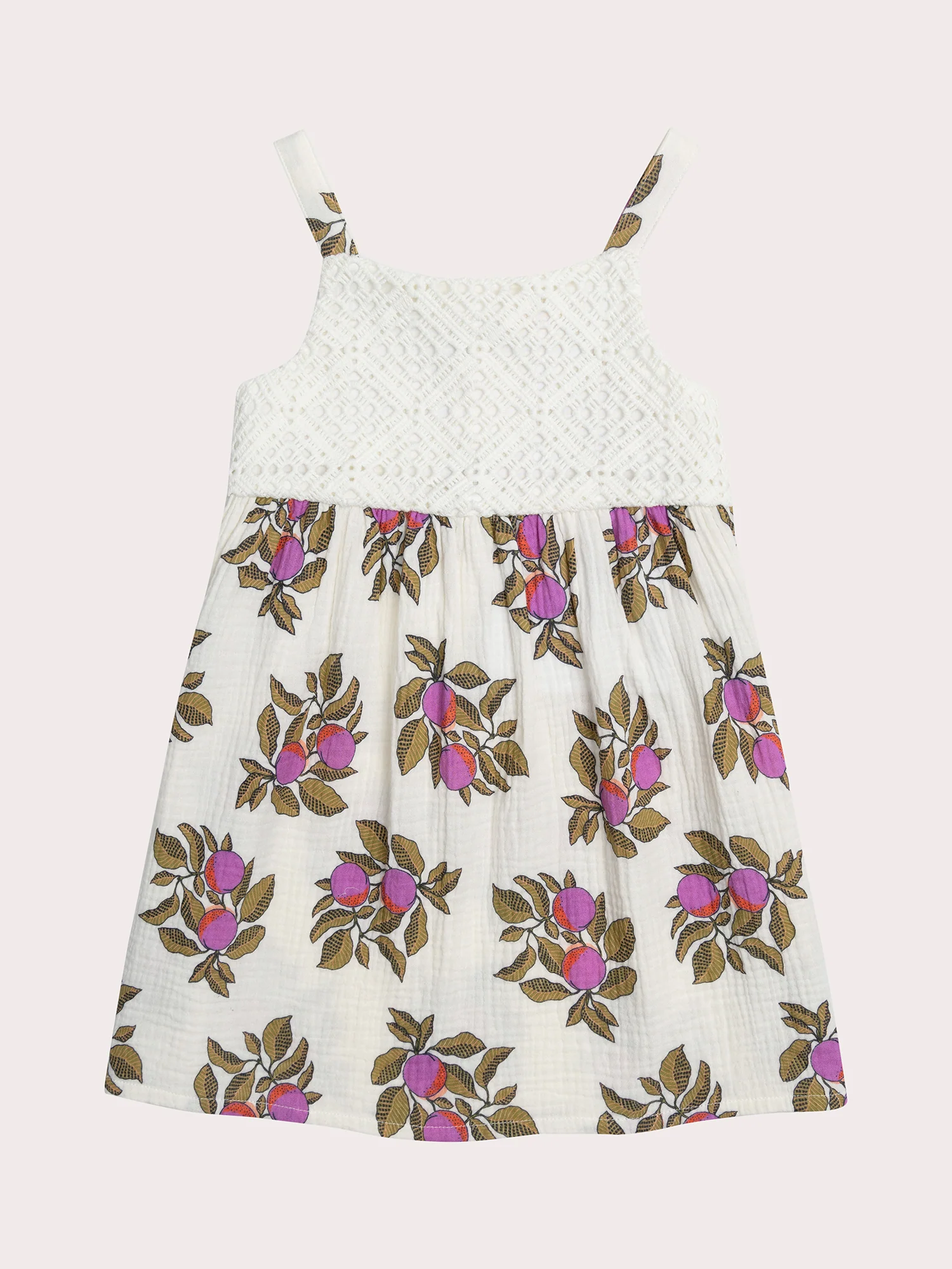 Robe écrue imprimée à bretelles