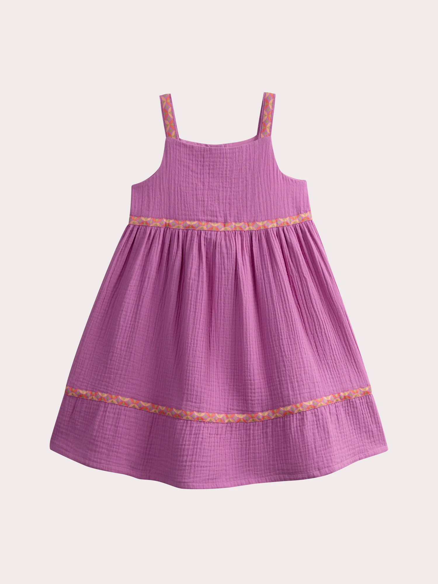 Robe violette à bretelles contrastées