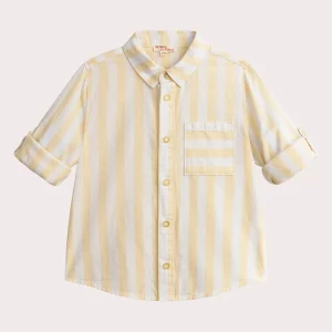 Chemise blanches manches longues à rayures jaunes