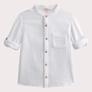 Chemise blanche manches longues en gaze de coton