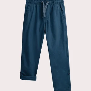 Pantalon bleu en coton et lin