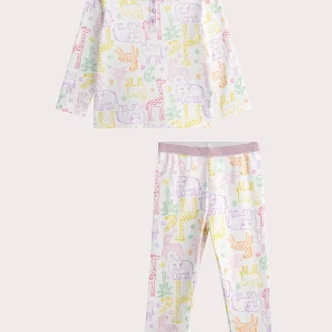 Pyjama écru imprimé animaux pour enfant fille