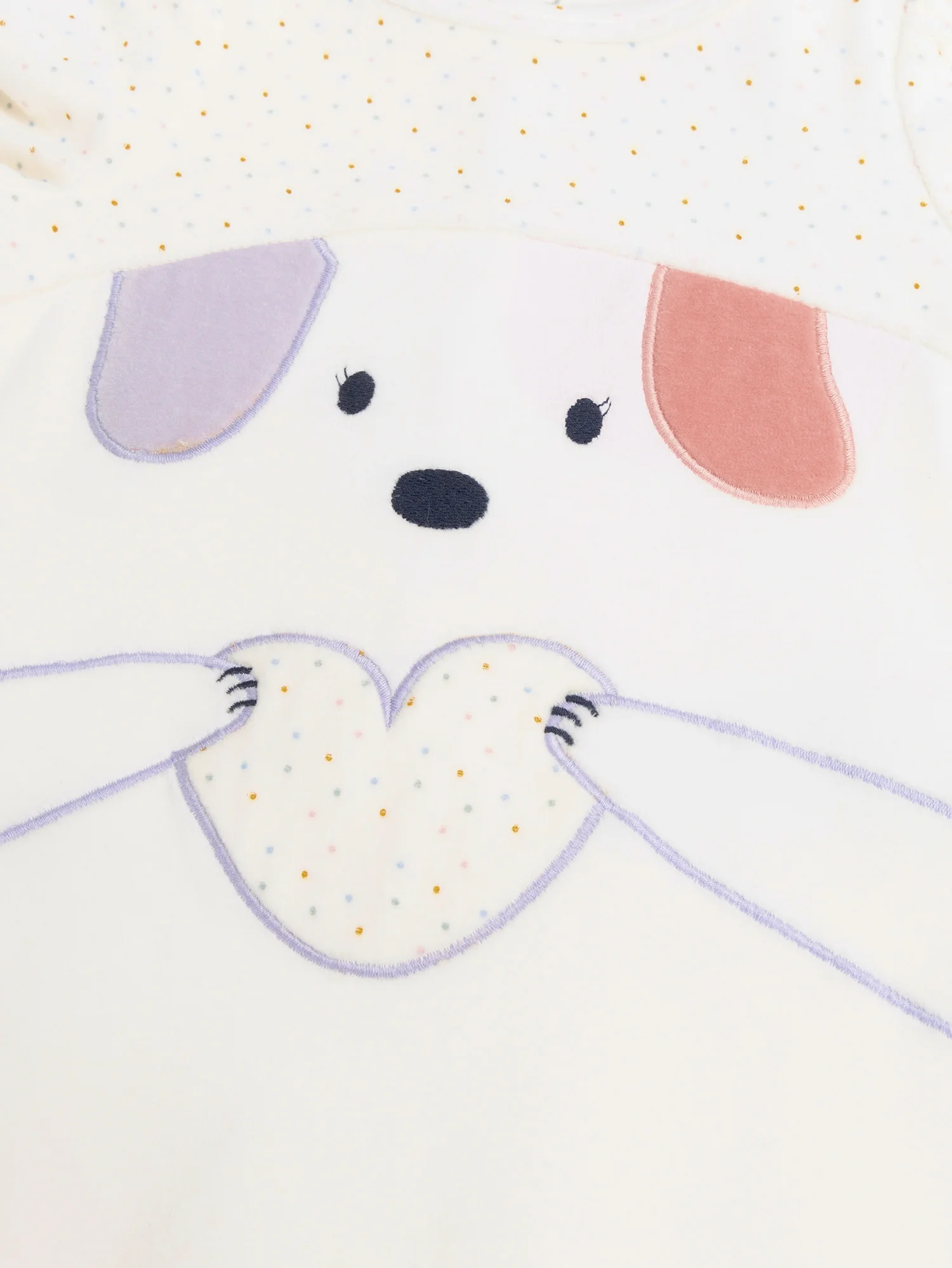 Grenouillere en velours écru pour bébé fille – Image 3