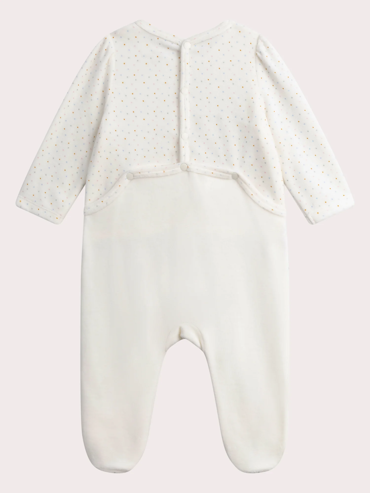 Grenouillere en velours écru pour bébé fille – Image 4