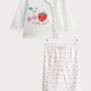 Pyjama écru imprimé fruit pour bébé fille