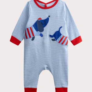 Grenouillere bleue rayée pour bébé garçon