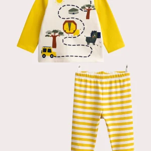 Pyjama jaune et écru pour bébé garçon