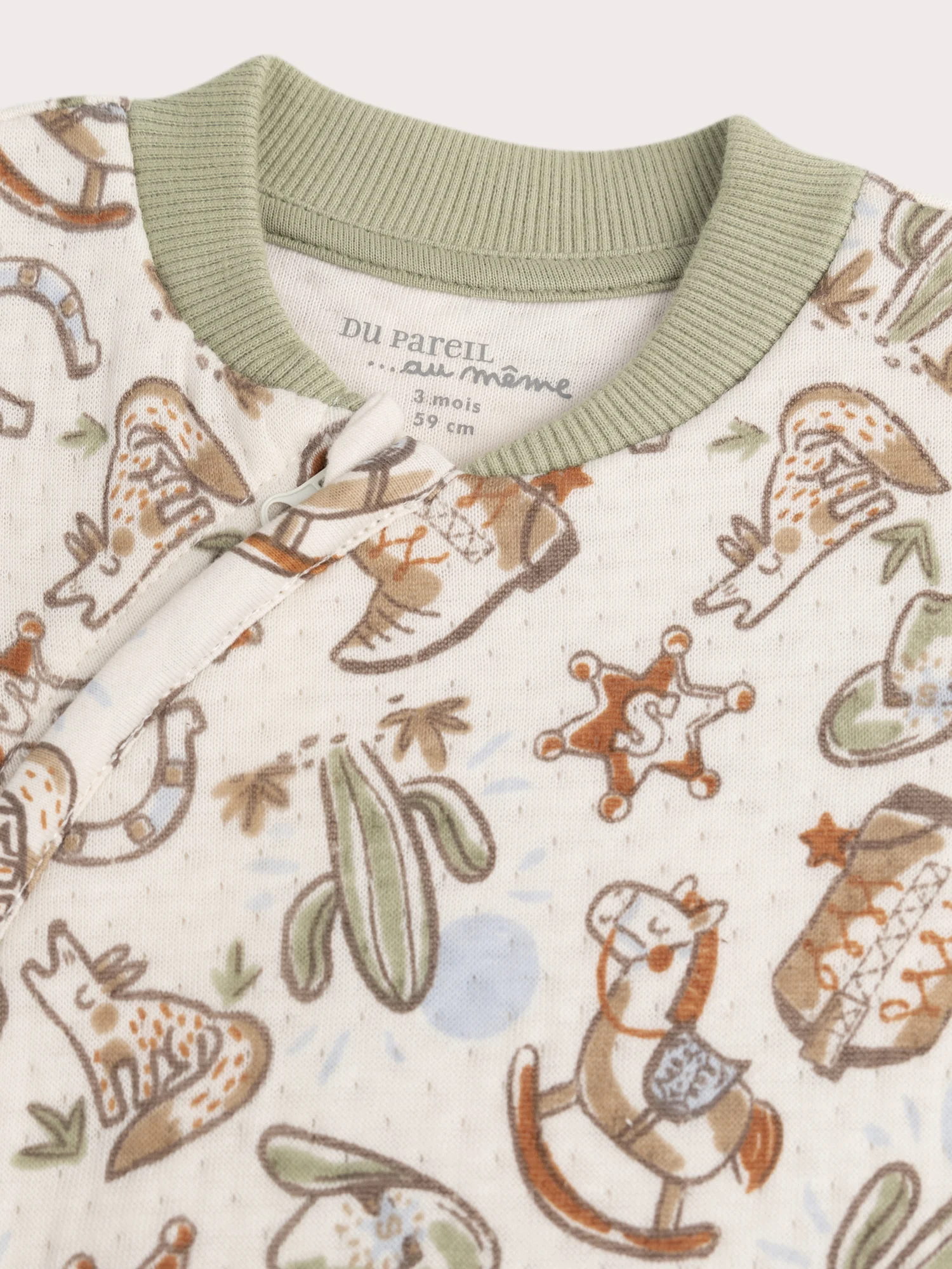 Grenouillere écrue imprimée pour bébé garçon – Image 2