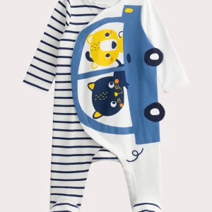 Grenouillere écrue voiture pour bébé garçon