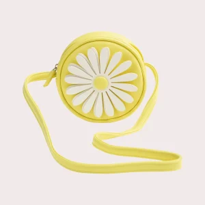 Sac jaune à fleur blanche fille