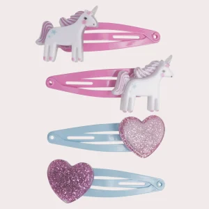 Lot de 4 barrettes cœur et licorne pour fille