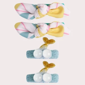 Lot de 4 élastiques nœuds et cerise pour fille
